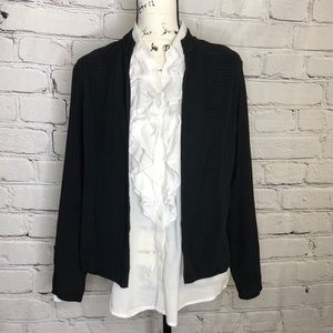 Eileen Fisher 100% Silk Black Open Front Jacket
